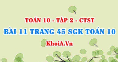 Bài 11 trang 45 SGK Toán 10 tập 2 Chân trời sáng tạo